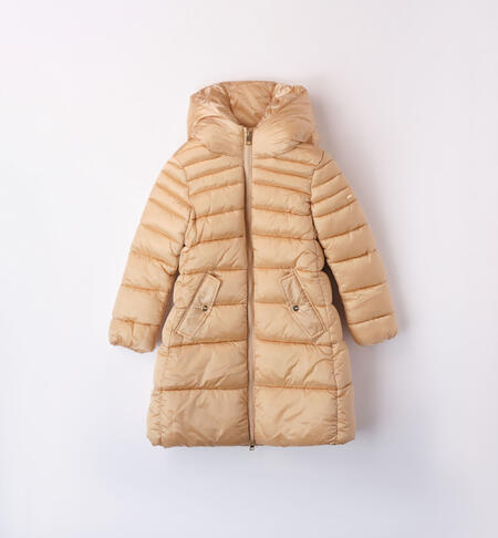 iDO long padded jacket for girls aged 8 to 16 years BEIGE-0916