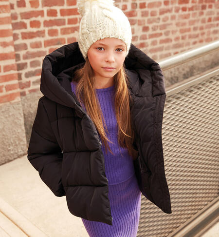 Oversize padded jacket for girls BLACK