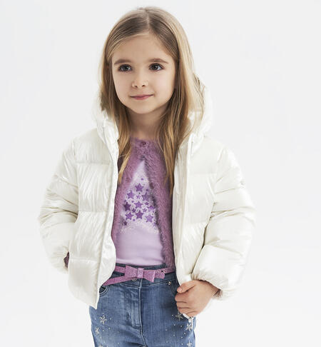 Girls' pearly down jacket CREAM