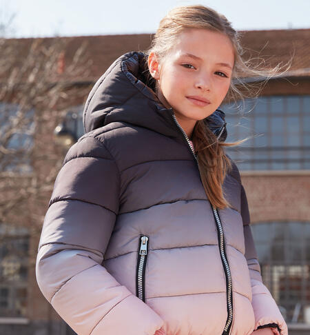 iDO gradient down jacket for girls from 8 to 16 years ROSA-NERO-6WH4