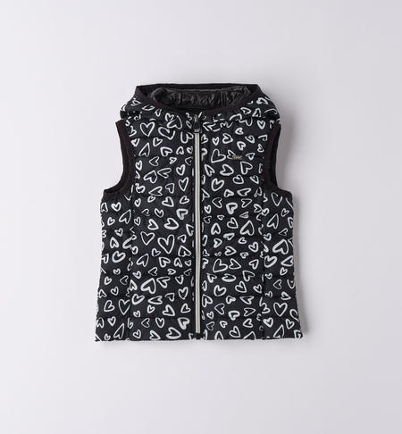 iDO girl's sleeveless wadding padding jacket with hearts from 9 months to 8 years NERO-PANNA-6WC6