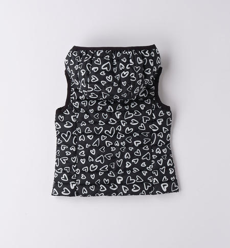 iDO girl's sleeveless wadding padding jacket with hearts from 9 months to 8 years NERO-PANNA-6WC6