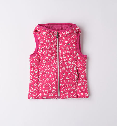 iDO girl's sleeveless wadding padding jacket with hearts from 9 months to 8 years PANNA-FUCSIA-6WF4