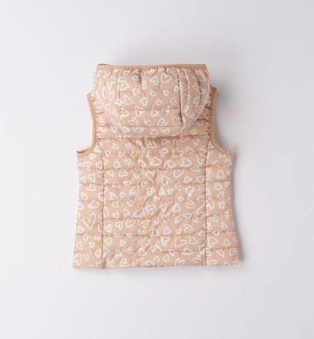 iDO girl's sleeveless wadding padding jacket with hearts from 9 months to 8 years PANNA-BEIGE-6V08