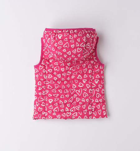 iDO girl's sleeveless wadding padding jacket with hearts from 9 months to 8 years PANNA-FUCSIA-6WF4