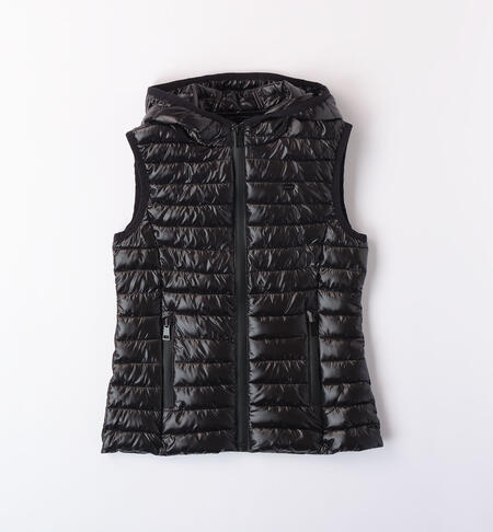 Padded sleeveless jacket for girls BLACK