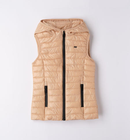 iDO sleeveless padded  jacket for girls from 8 to 16 years BEIGE-0951