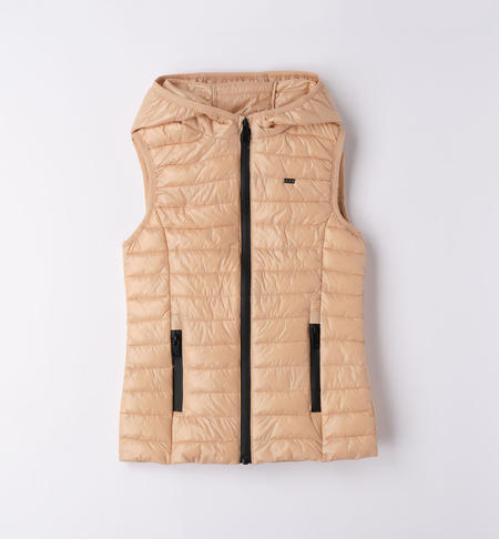 Piumino smanicato ragazza da 8 a 16 anni iDO BEIGE-0951