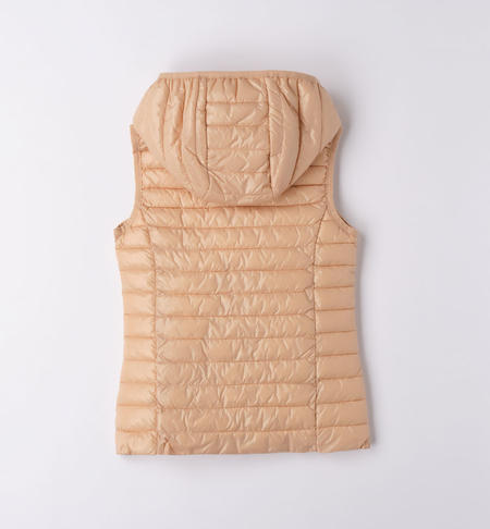 Piumino smanicato ragazza da 8 a 16 anni iDO BEIGE-0951