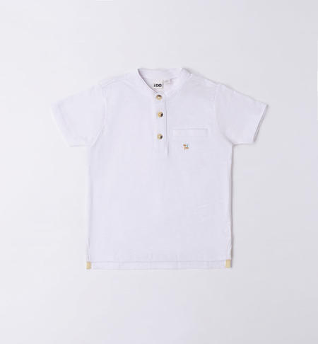 iDO grandad neck polo shirt for boys from 9 months to 8 years BIANCO-0113