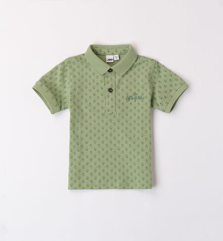 Cotton polo shirt with micro pattern GREEN