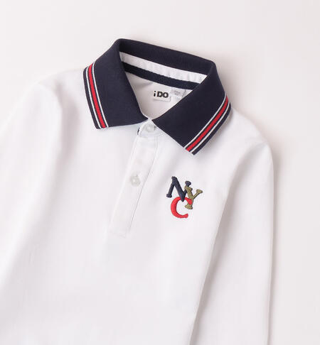 Boys' long-sleeved polo-shirt BIANCO-0113