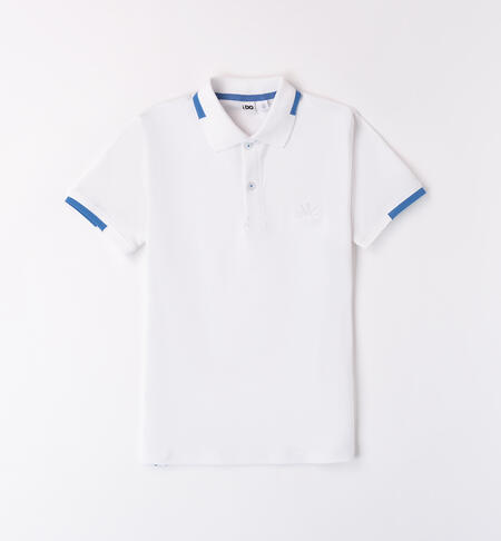 Boys' embroidered polo shirt BIANCO-0113