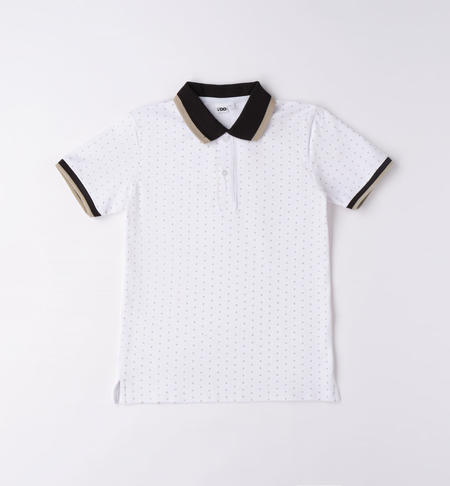 Boy's micro patterned polo shirt WHITE