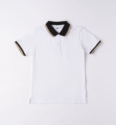 Polo ragazzo micro fantasia BIANCO