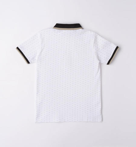 Polo ragazzo micro fantasia da 8 a 16 anni iDO BIANCO-BEIGE-6WB3