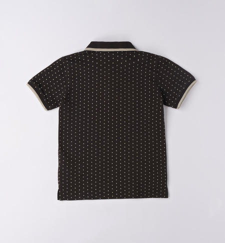 Polo ragazzo micro fantasia da 8 a 16 anni iDO NERO-BEIGE-6VP3