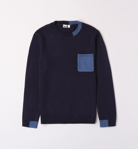 iDO pullover with a breast pocket for boys from 8 to 16 years NAVY-3885