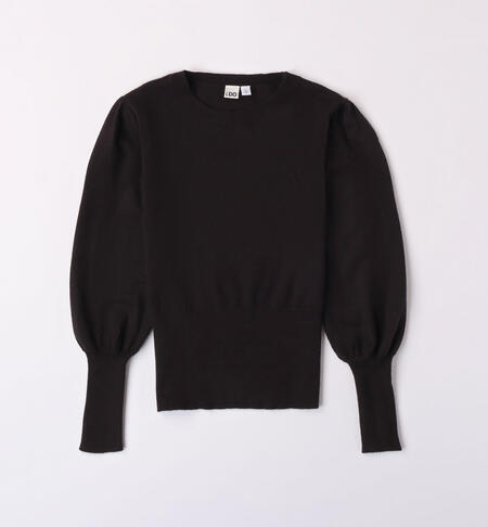 Girls' pullover with puff sleeves BLACK
