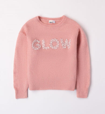Girls' stretch knitted pullover PINK