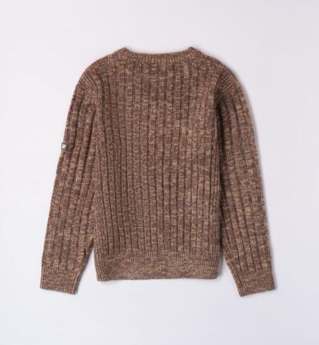 iDO knitted pullover for boys from 8 to 16 years MARRONE MELANGE-8968