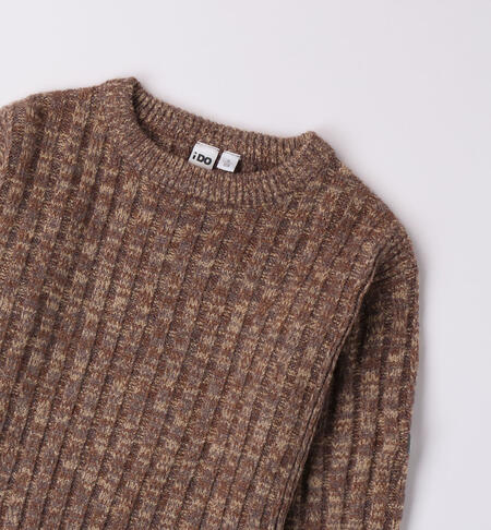 iDO knitted pullover for boys from 8 to 16 years MARRONE MELANGE-8968