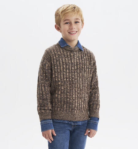 Boys' knitted pullover BROWN
