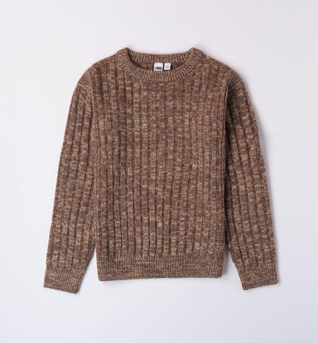 iDO knitted pullover for boys from 8 to 16 years MARRONE MELANGE-8968