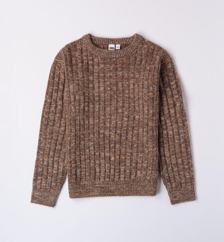 Pullover ragazzo in tricot da 8 a 16 anni iDO MARRONE MELANGE-8968