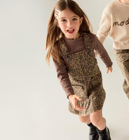 Salopette bambina leopardata MARRONE