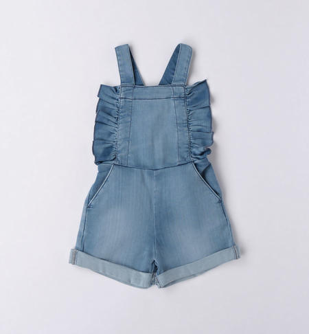 Girl's soft denim dungarees BLUE