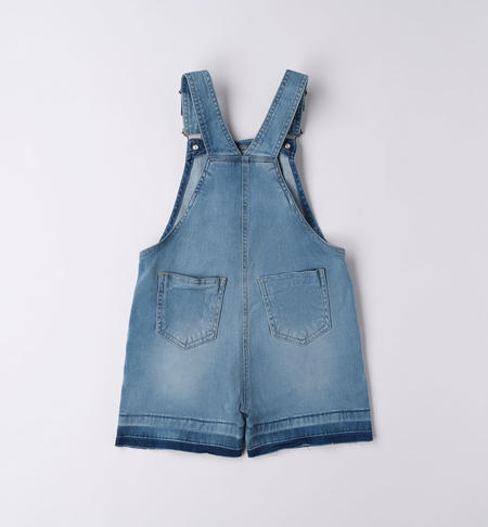 iDO short denim dungarees for girls from 8 to 16 years STONE BLEACH-7350