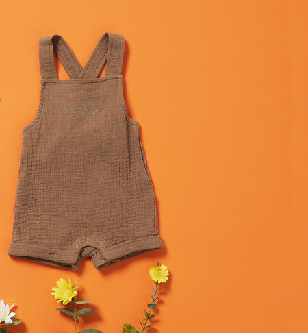 Canvas dungarees for boys BEIGE