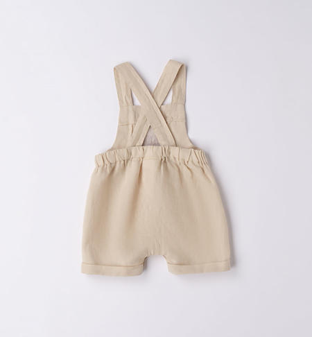 iDO linen dungarees for baby boy from 1 to 24 months BEIGE-0451