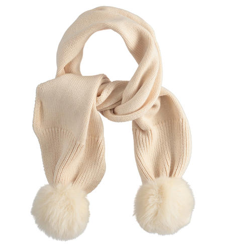 Little girls scarf with pom pon for girl from 9 months to 8 years iDO CRYSTAL GRAY-2911