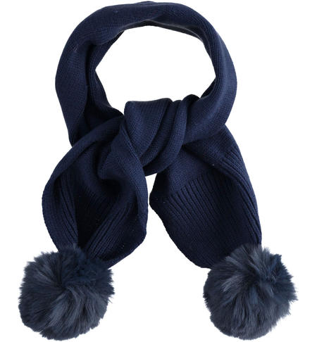 Little girls scarf with pom pon for girl from 9 months to 8 years iDO NAVY-3854