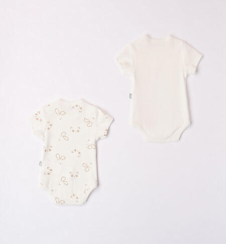 iDO set of two 100% cotton bodysuits for babies PANNA-BEIGE-6WP7