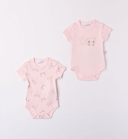 Set of two 100% cotton bodysuits PINK