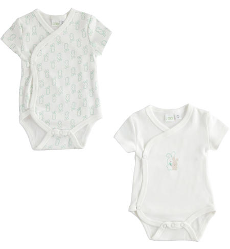 Set body neonato manica corta - da 0 a 30 mesi iDO PANNA-VERDE-6UC7