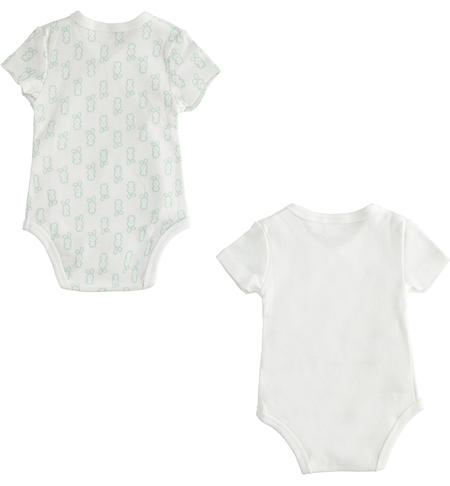 Babies short sleeve bodysuit set from 0 to 30 months iDO PANNA-VERDE-6UC7