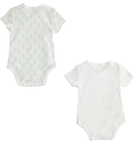 Set body neonato manica corta - da 0 a 30 mesi iDO PANNA-VERDE-6UC7
