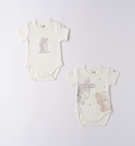 Set Body neonato manica corta PANNA