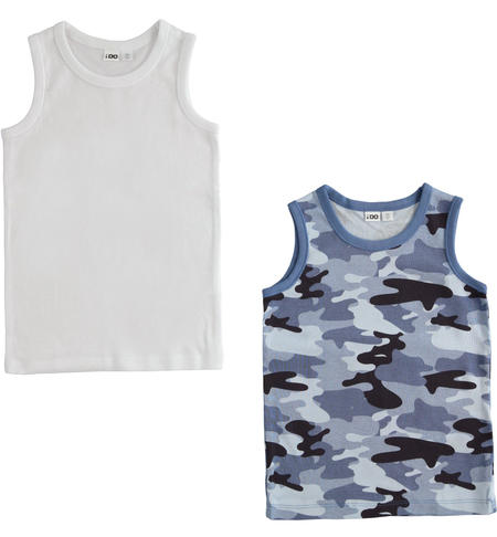 Boy¿s cotton tank top set  from 8 to 16 years by iDO BIANCO-AZZURRO-8023