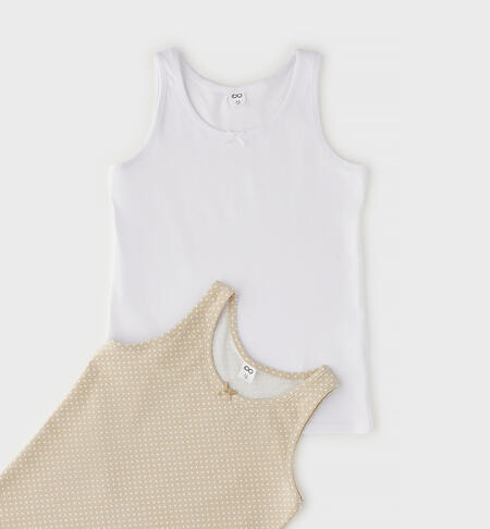 Set canottiere intime ragazza BIANCO-BEIGE-6CFY