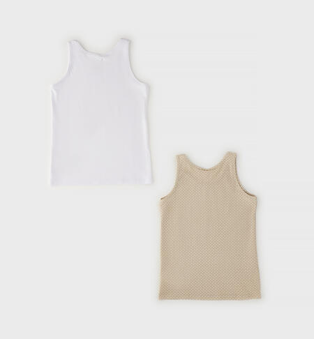 Set canottiere intime ragazza BIANCO-BEIGE-6CFY