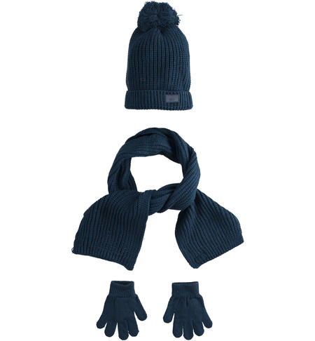 Set cappello, sciarpa e guanti bambino BLU