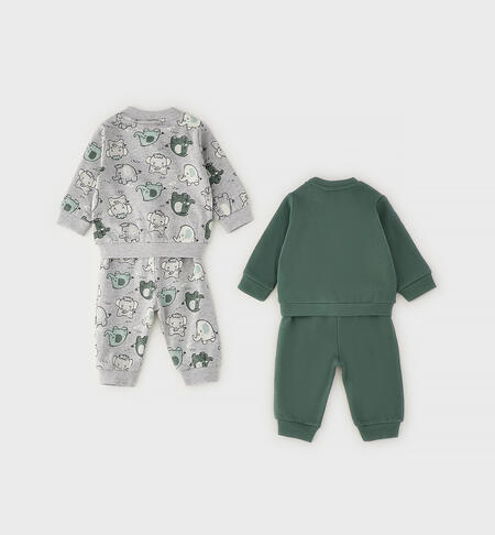 Set Completo 2 pezzi neonato GRIGIO MELANGE-VERDE-6CDZ