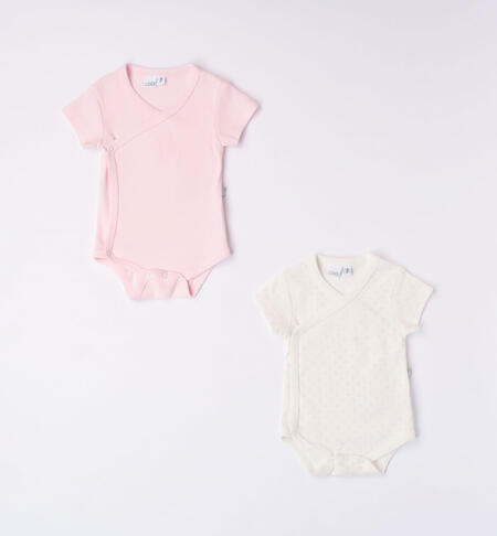 iDO set of two bodysuits for babies from newborn to 30 months PANNA-ROSA-6K15