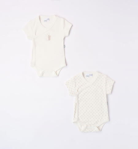 iDO set of two bodysuits for babies from newborn to 30 months PANNA-BEIGE-6WP6