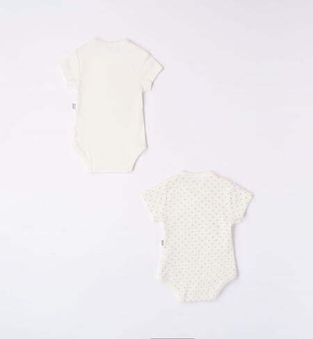 iDO set of two bodysuits for babies from newborn to 30 months PANNA-BEIGE-6WP6